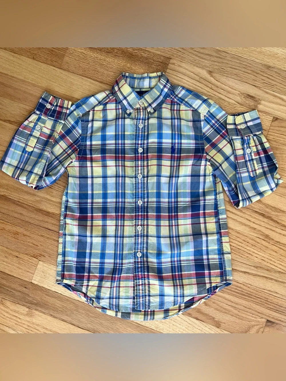 Ralph Lauren Boys 100%Cotton Multicolor Plaid Button-Down Shirt Size 8